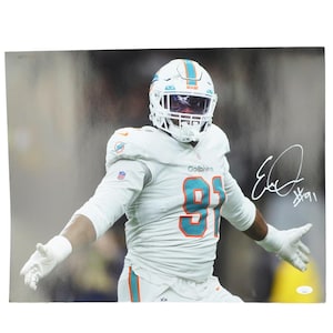 NFL Miami Delfine Emmanuel Ogbah #91 Autogramm signierte Fotografie JSA Karte 16x20