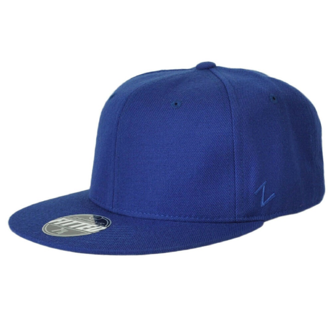 福袋安いいね半額ストア Zephyr Blue Fitted 7 3/8 Structured Flat Bill Blank Plain 帽子