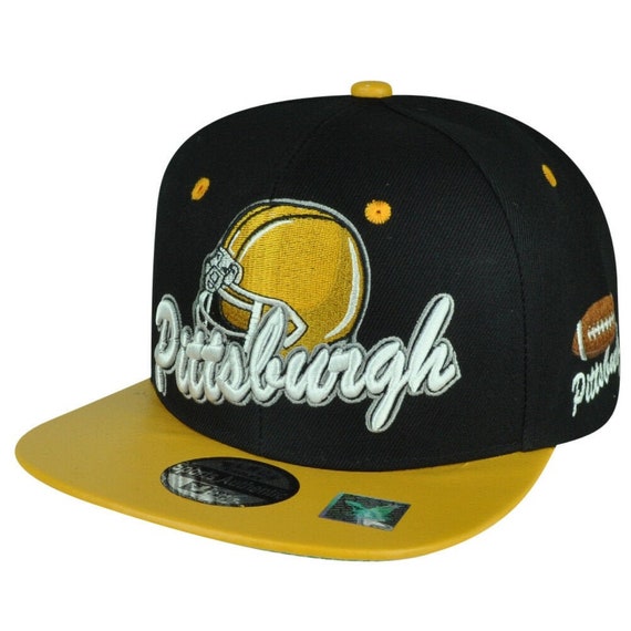 Black Eagles Pittsburgh Pennsylvania Black Football Snapback Yellow Flat Hat Cap