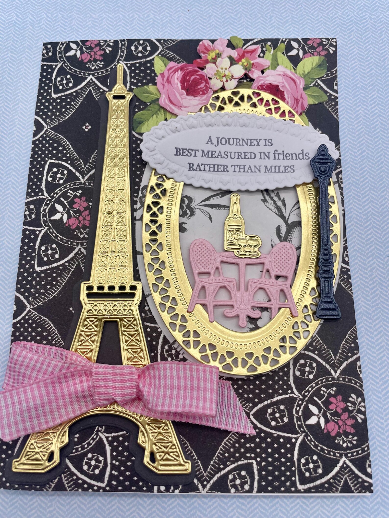 Friend Birthday Card, French Themed, Paris, Eiffel Tower, Across the