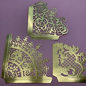 Gold Foil die cut corner pockets, die cut pockets, Victorian die cuts, junk journal pocket