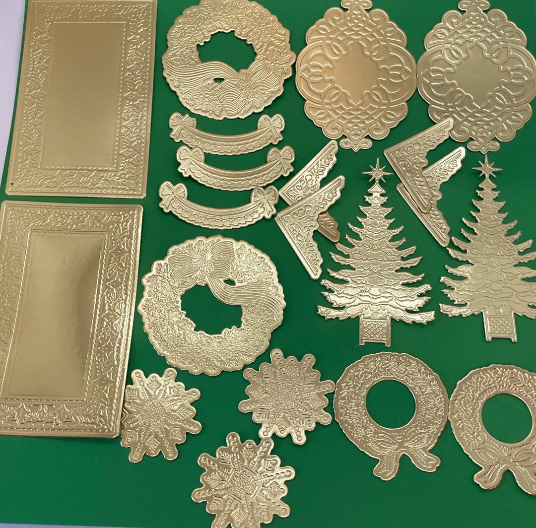 Christmas Die Cuts, Gold Embossed Diecuts, Holiday Diecuts, choose Gold