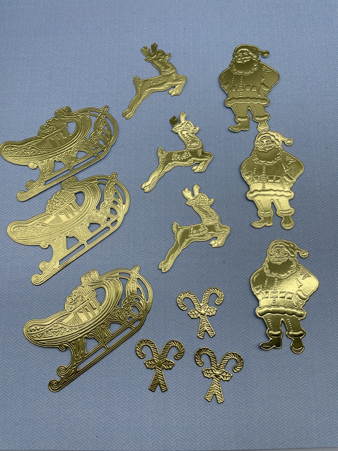 Gold Foil Christmas Die Cuts, Embossed Christmas Die Cuts, Christmas