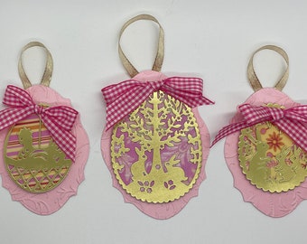 Easter  Basket Tags/ Easter Tree Ornaments. (Pink or Lavendar)/Spring Tags