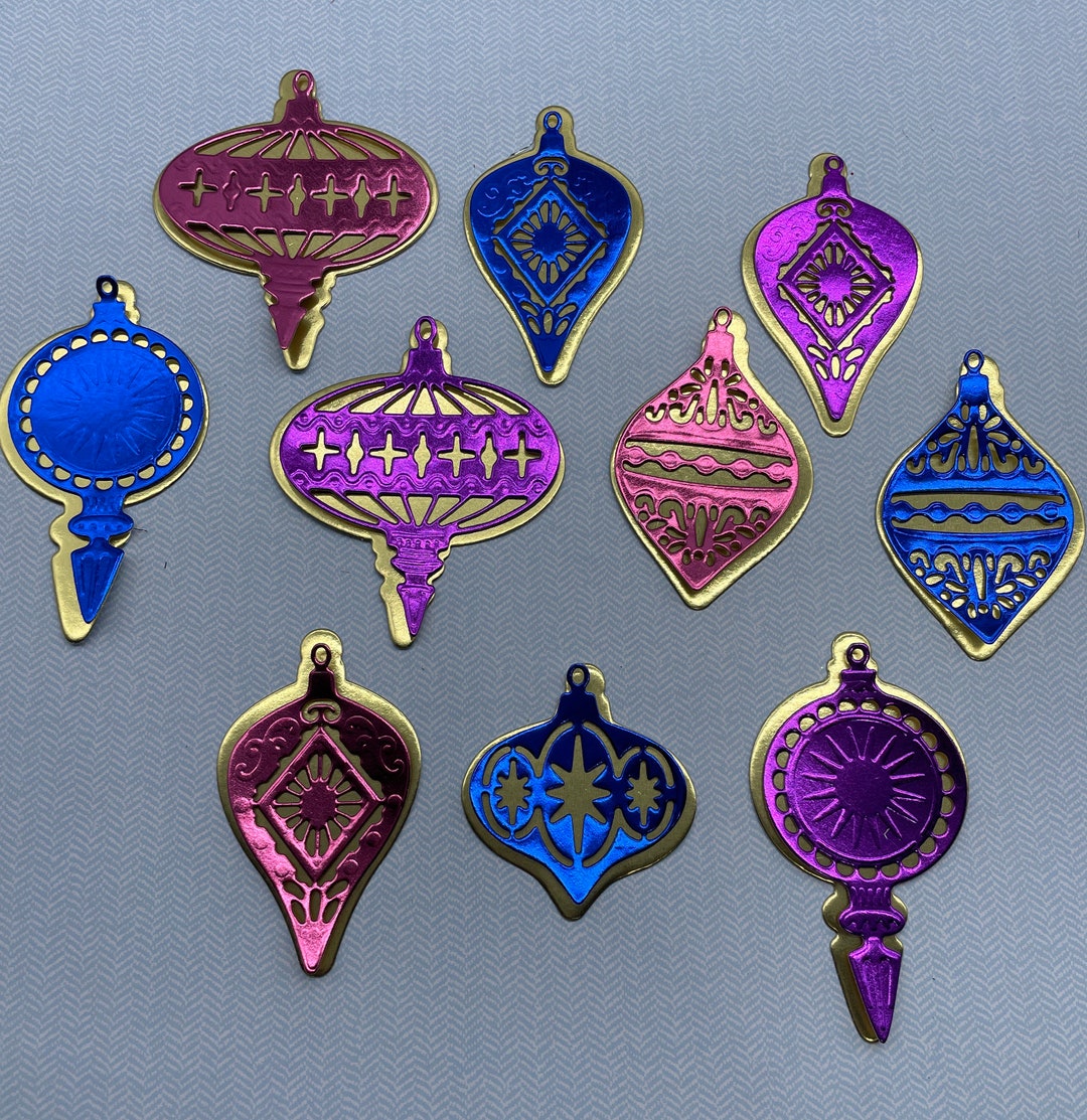 Die Cut Ornaments, Foil Diecut Ornaments, Pink Ornament Diecuts, Blue