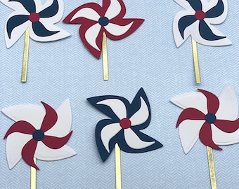 Patriotic Americana Pinwheel Diecuts, Summer Diecuts, Paper Pieced 4th of July