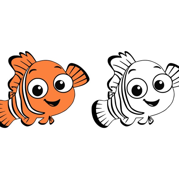 Nemo SVG - Trouver Nemo, PNG, DXF, Fichiers coupés, superposés, Cricut, Silhouette, Scrapbooking, Fabrication de cartes, Artisanat en papier, Clipart, Autocollant en vinyle