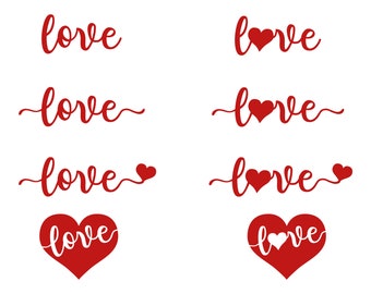 Love SVG heart - Valentine's Day, Writing, handwriting, typography, PNG, Cut files, layered, Cricut, Silhouette, Card Making, Clipart