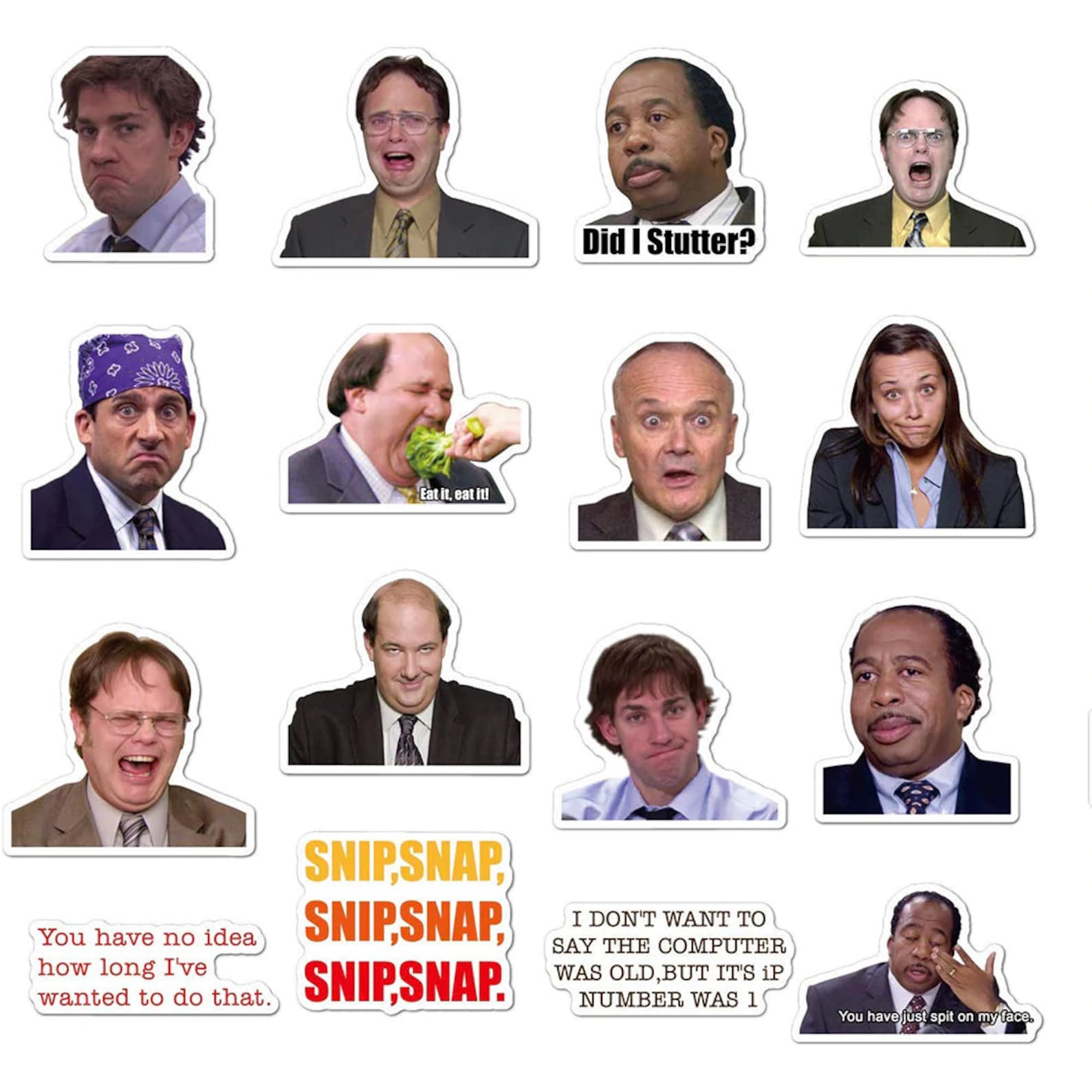 The Office Sticker Pack All of the faces and quotes. | Etsy