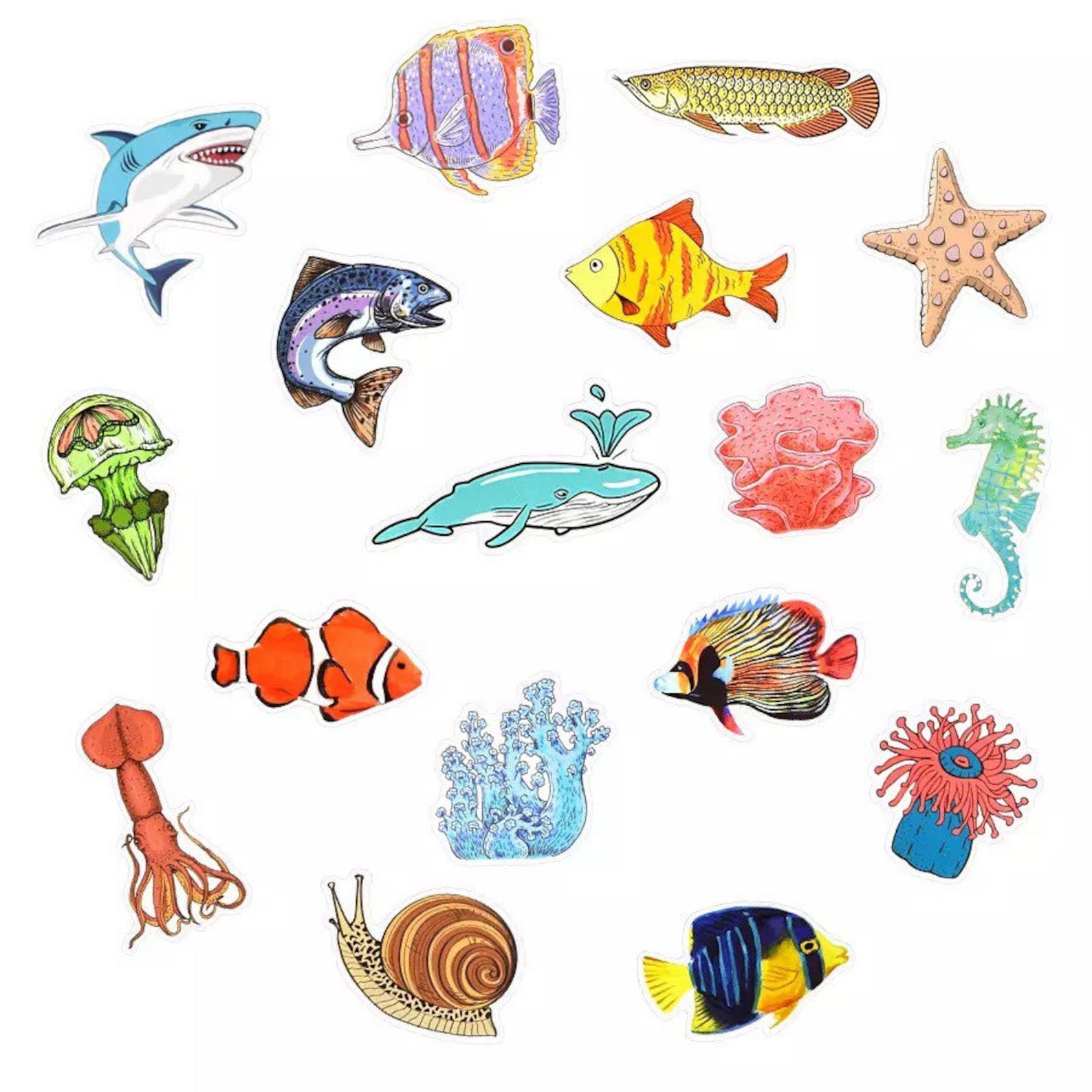 Ocean Fish Stickers Animal Stickers Waterproof 100 Etsy