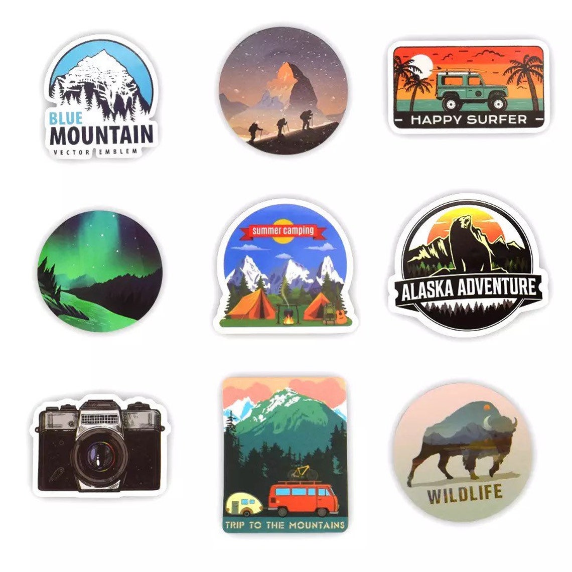 Camping Stickers Outdoor Stickers Waterproof 100 Vinyl Etsy