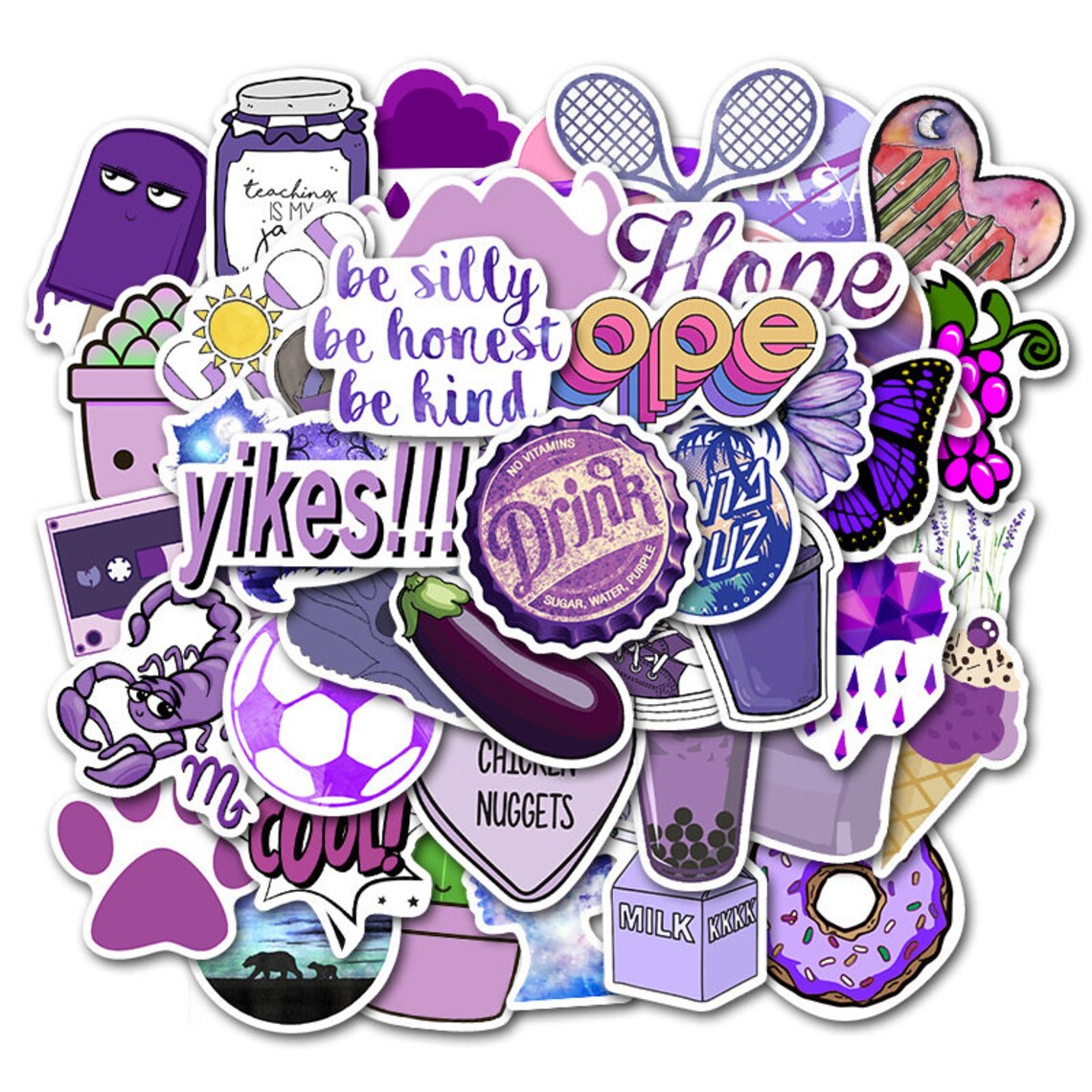 PURPLE Cute VSCO Stickers Pack Random Stickers Waterproof Etsy