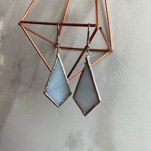 Grey/blue stained glass dangle geometric earrings led free
