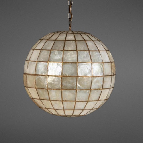 Capiz Shell Pendant Light Capiz Globe Hanging Lamp Capiz Etsy