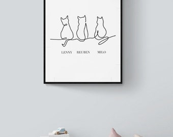 Physical&digital Cat line drawing perfect for cat lovers