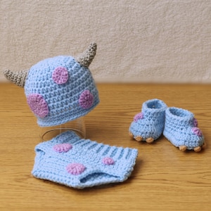Crochet Blue Monster Costume: Newborn Halloween Outfit, Photo Prop