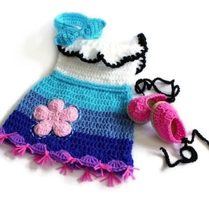 Crochet Mirabel Inspired Costume: Baby Dress, Shoes & Headband Set