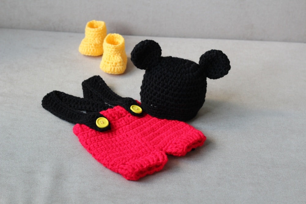 Crochet Mickey Mouse inspirado traje recien nacido rojo Mickey Mouse traje bebe ducha regalo volver a casa traje foto prop HECHO A PEDIDO Etsy Mexico