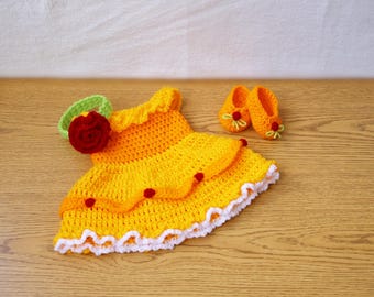 Baby Princess Costume Belle Inspired Outfit Crochet Yellow Princess Dress Newborn Photo Prop