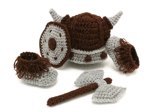 Accesorios vikingos crochet vikingo sombrero botines hacha escudo