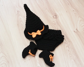 Crochet Baby Witch Costume: Halloween Outfit, Photo Prop