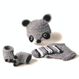 Baby Waschbär Kostüm gehäkelt: Woodland Newborn Photo Prop Set