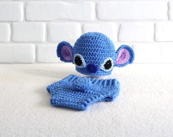 Blue Alien Outfit : Crochet Lilo & Stitch Inspired Costume , Photo Prop