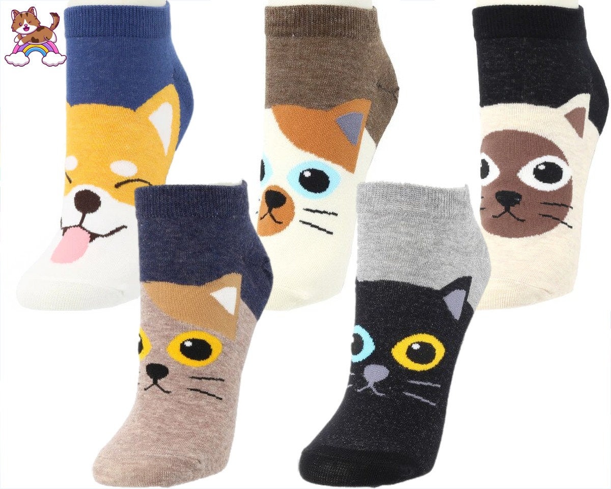 Cat and Dog Face Trainer Socks 1 Pair of Socks Foot Size 3-6 - Etsy UK