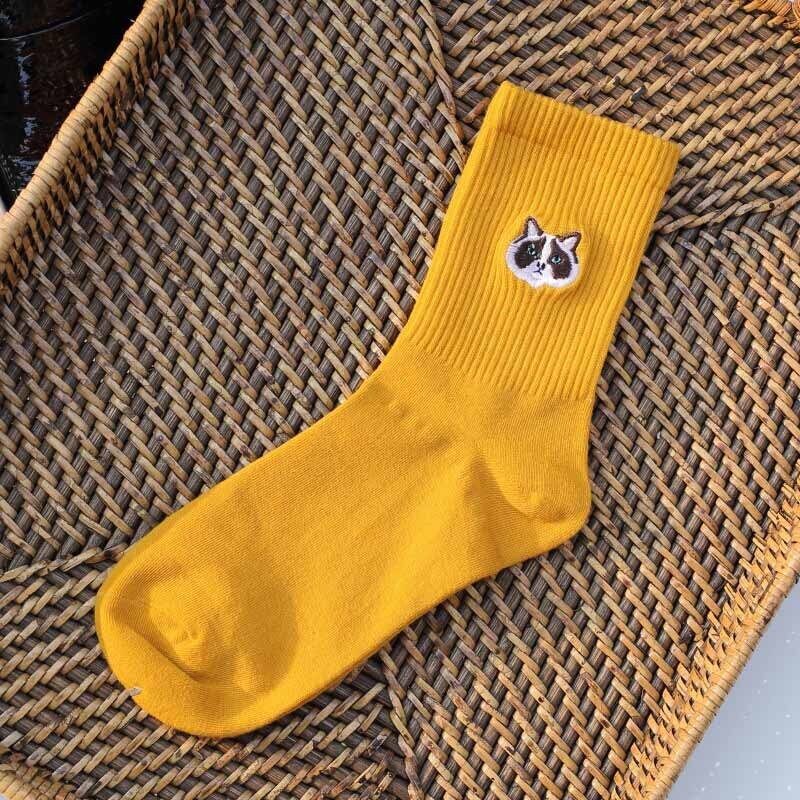Embroidered Cat Face Socks 1 Pair of Socks Foot Size 3-7 8 - Etsy UK