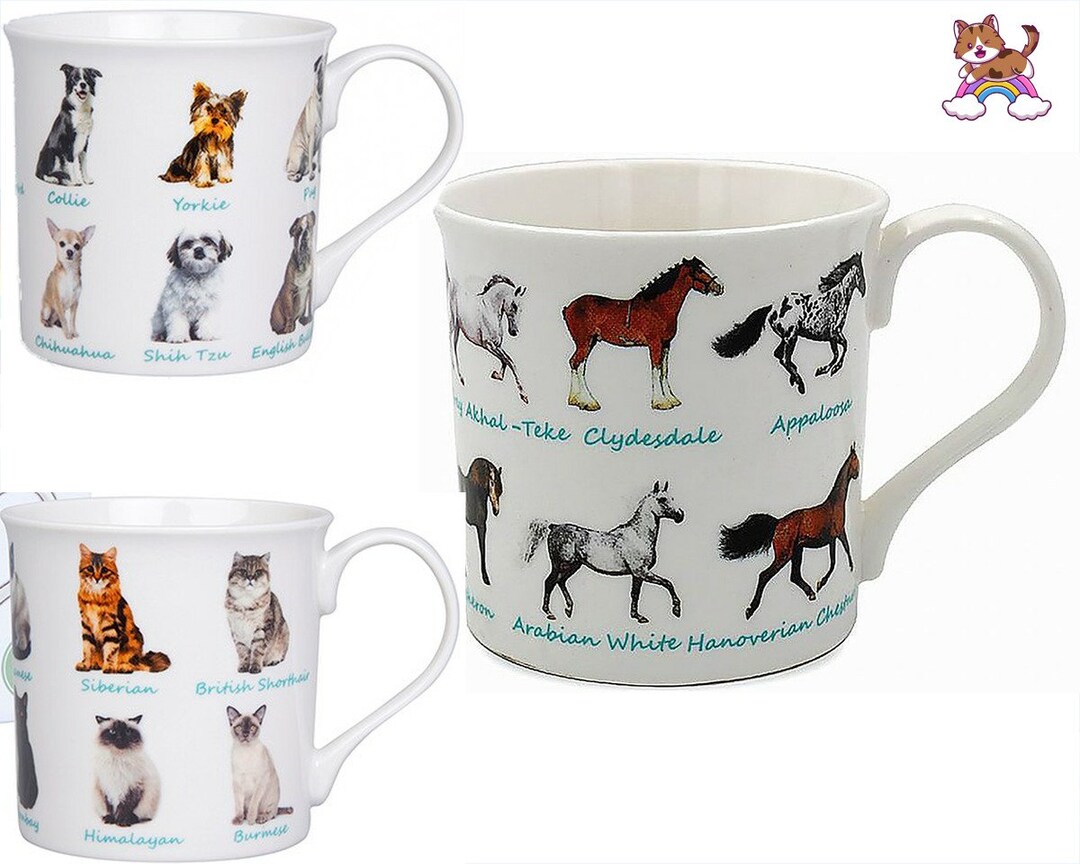 Animal Breed Mugs Dog Breeds Horse Breeds and Cat Breeds Etsy