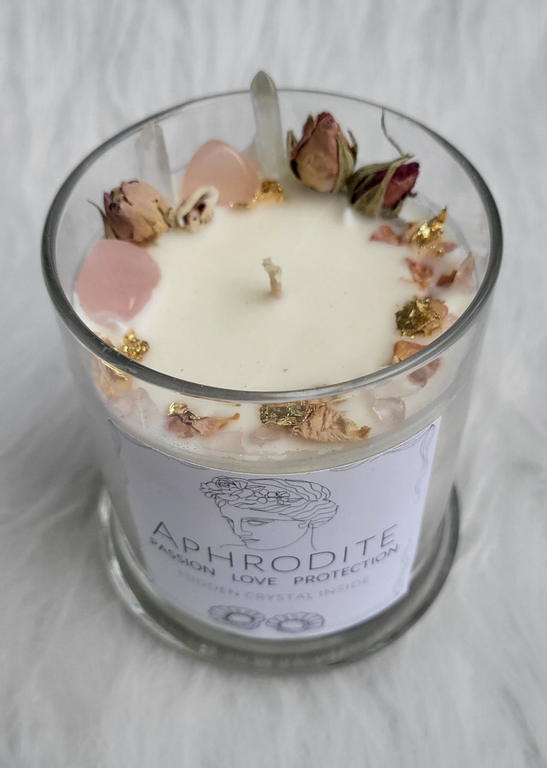 Aphrodite Crystal Candle Goddess Candle Deity Candle Etsy