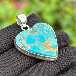 Kingman Turquoise Mohave Pendant 925 Sterling Silver Handmade Jewelry One Of A Kind Minimalist Necklace Gift For Her