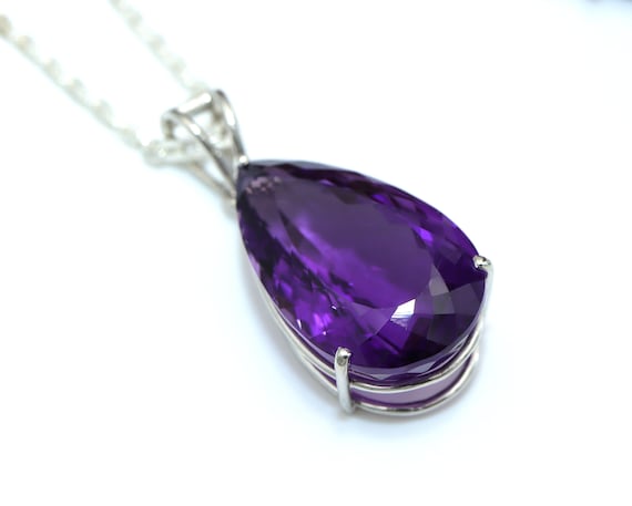 AAA Natural Amethyst Pear Cut Pendant 