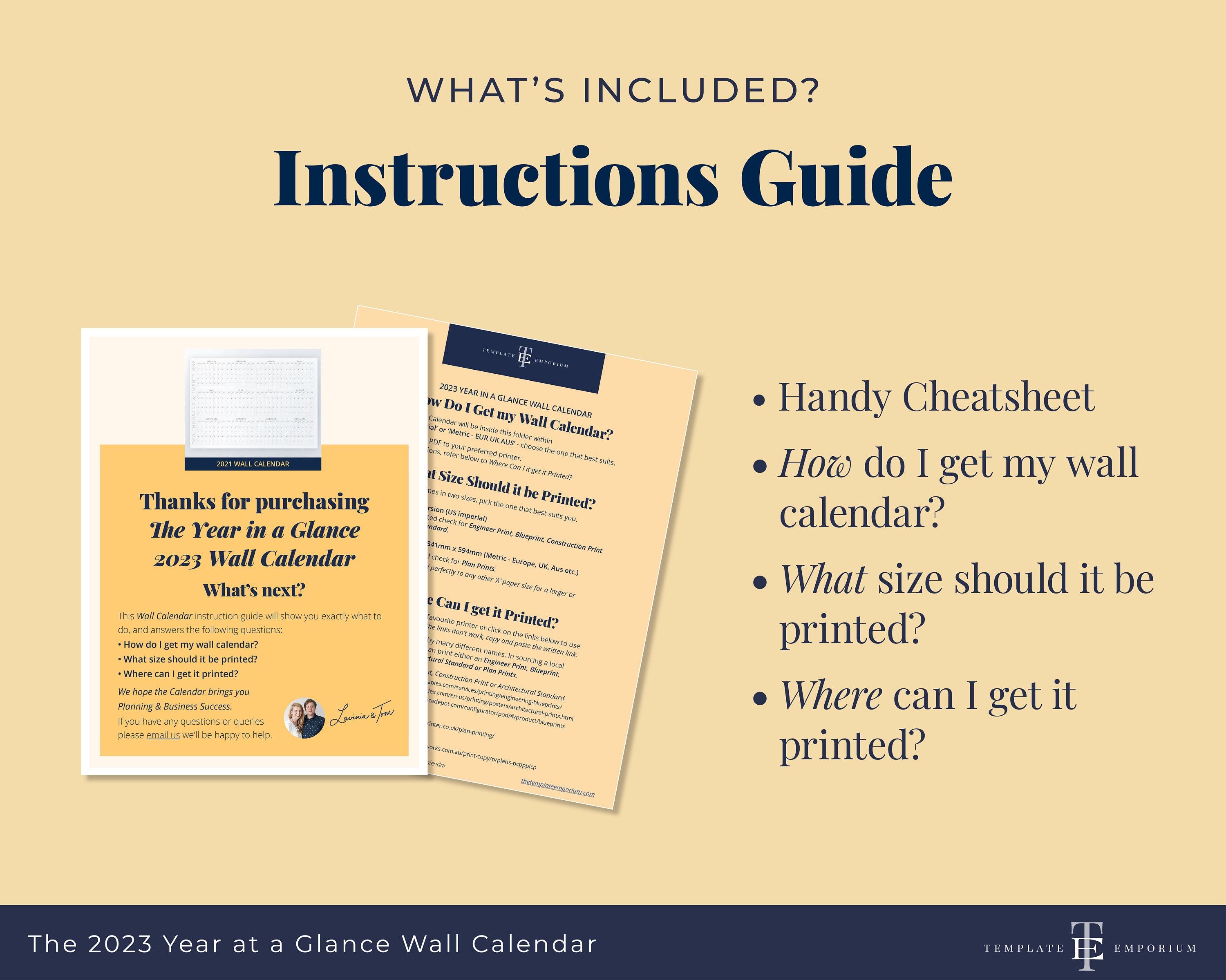 Printable Year At A Glance 2023 Wall Calendar 36x24 A1 Etsy