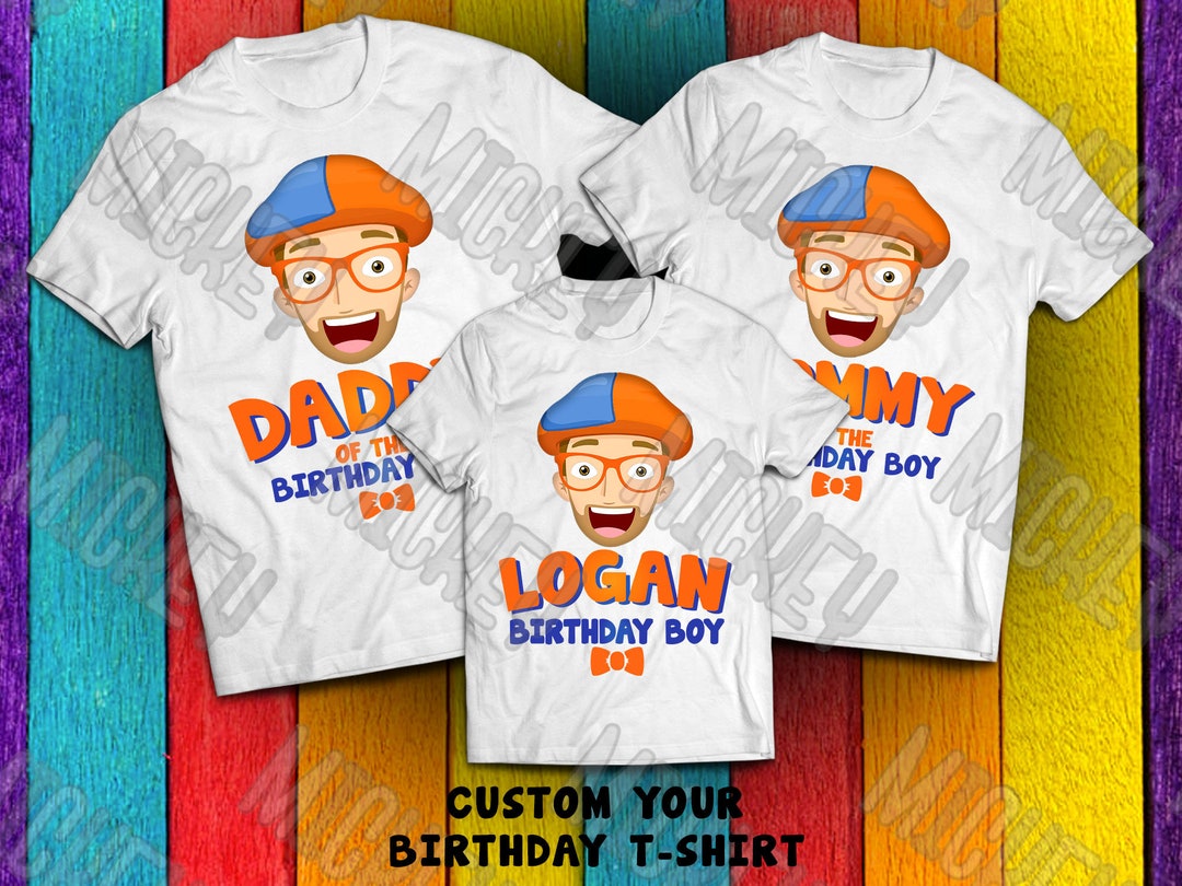 Blippi Birthday Shirt Custom Birthday Tshirt Kids Birthday Etsy