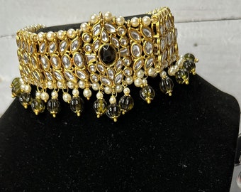 Gargantilla Kundan: collar indio verde Mendhi, joyería de Bollywood