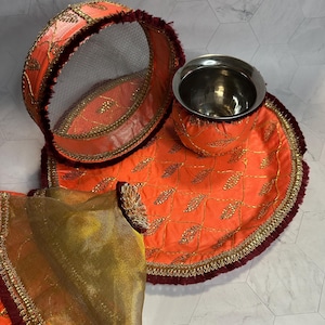 Karwa Chauth Thali Set /Indian Festival Essentials/ Wedding Accessories/ Karwa Chauth Gift / Pooja Thali/Decorated Pooja Thali Matki Channi