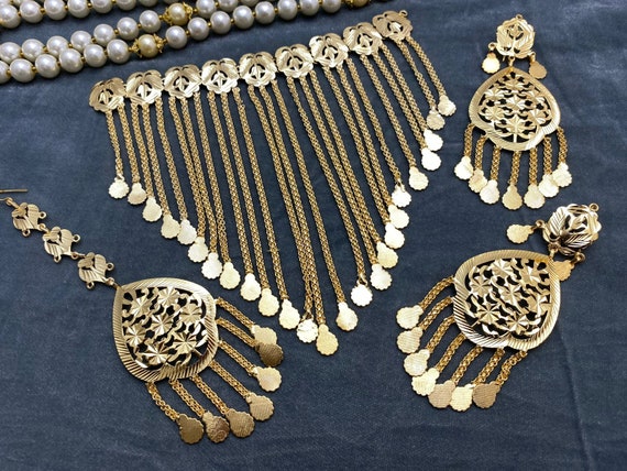 Patra Traditional Punjabi Pipple Patti Tikka Set/indian Gold Tikka