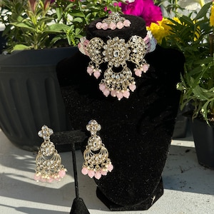 Kundan Choker Set/Pastel Pink Choker set/Indian jewelry/Kundan Polki Necklace/High quality jewelry/Bollywood style choker set