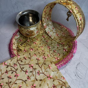 Karwa Chauth Thali Set /Indian Festival Essentials/ Wedding Accessories/ Karwa Chauth Gift / Pooja Thali/Decorated Pooja Thali Matki Channi