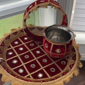 Karwa Chauth Thali Set /Indian Festival Essentials/ Wedding Accessories/ Karwa Chauth Gift / Pooja Thali/Decorated Pooja Thali Matki Channi