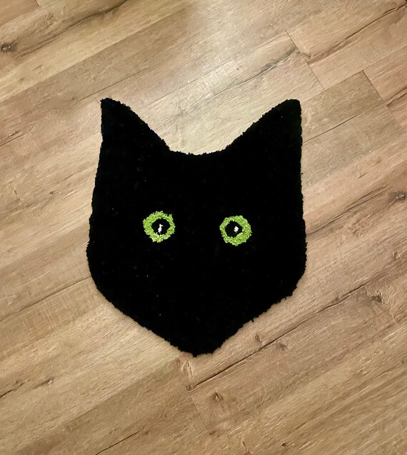 Lucky black cat tuft rug Etsy