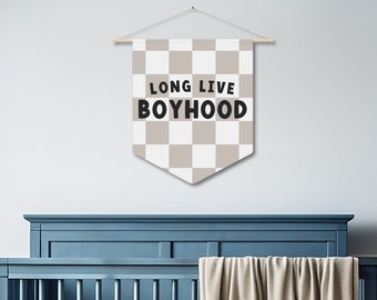 Long Live Boyhood Pennant, Kids Room Wall Decor, Playroom Decor, Boy Room Wall Art, Retro Nursery, Retro Kids Bedroom, Toddler Room Decor,