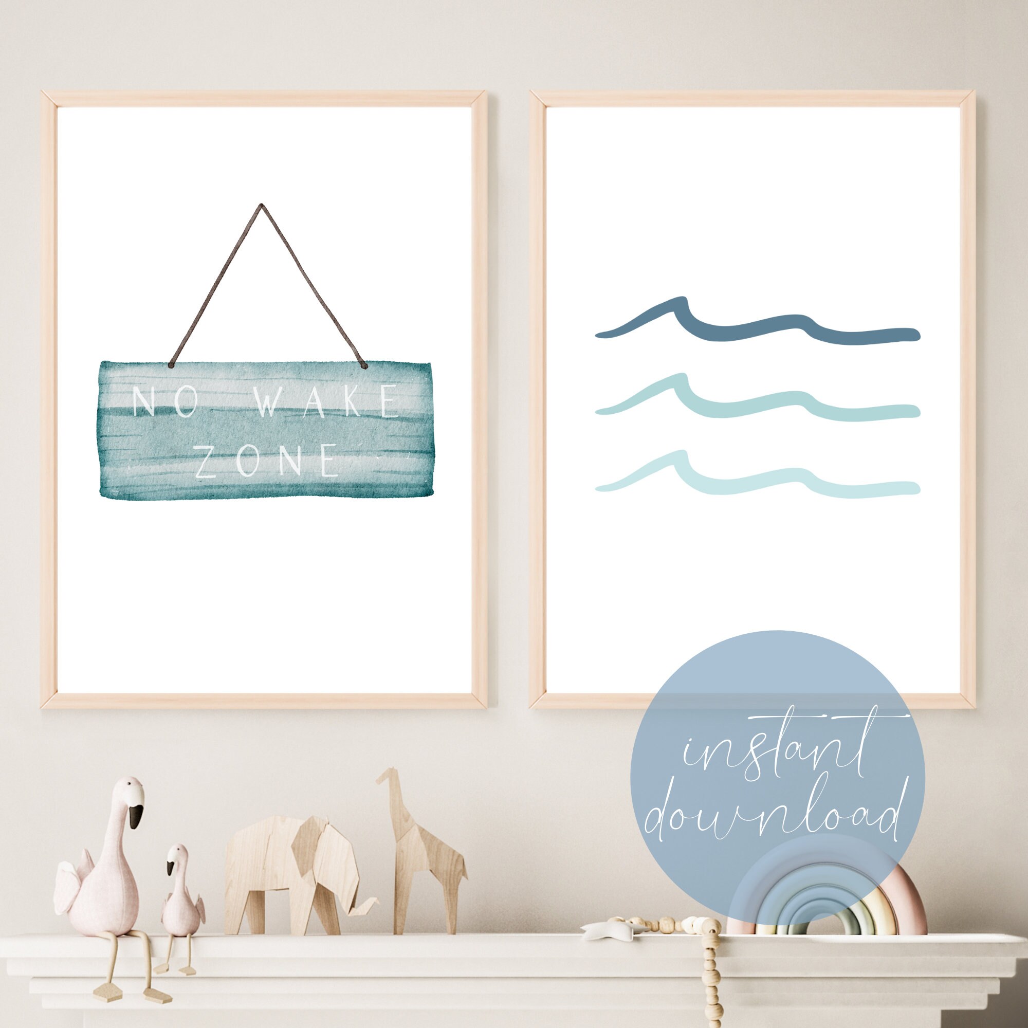 No Wake Zone Waves Print Digital Download Surf Nursery Decor - Etsy