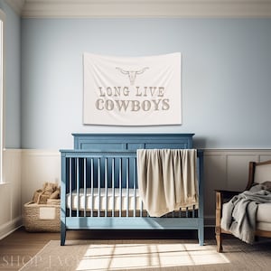 Long Live Cowboys Tapestry, Kids Room Banner, Playroom Decor, Boy Room Wall Art, Cowboy Nursery, Western Kids Bedroom, Nursery Sign
