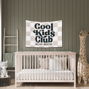 Cool Kids Club Tapestry, Kids Room Wall Decor, Playroom Decor, Nursery Wall Art, Retro Nursery, Toddler Room Decor, Classroom Decor