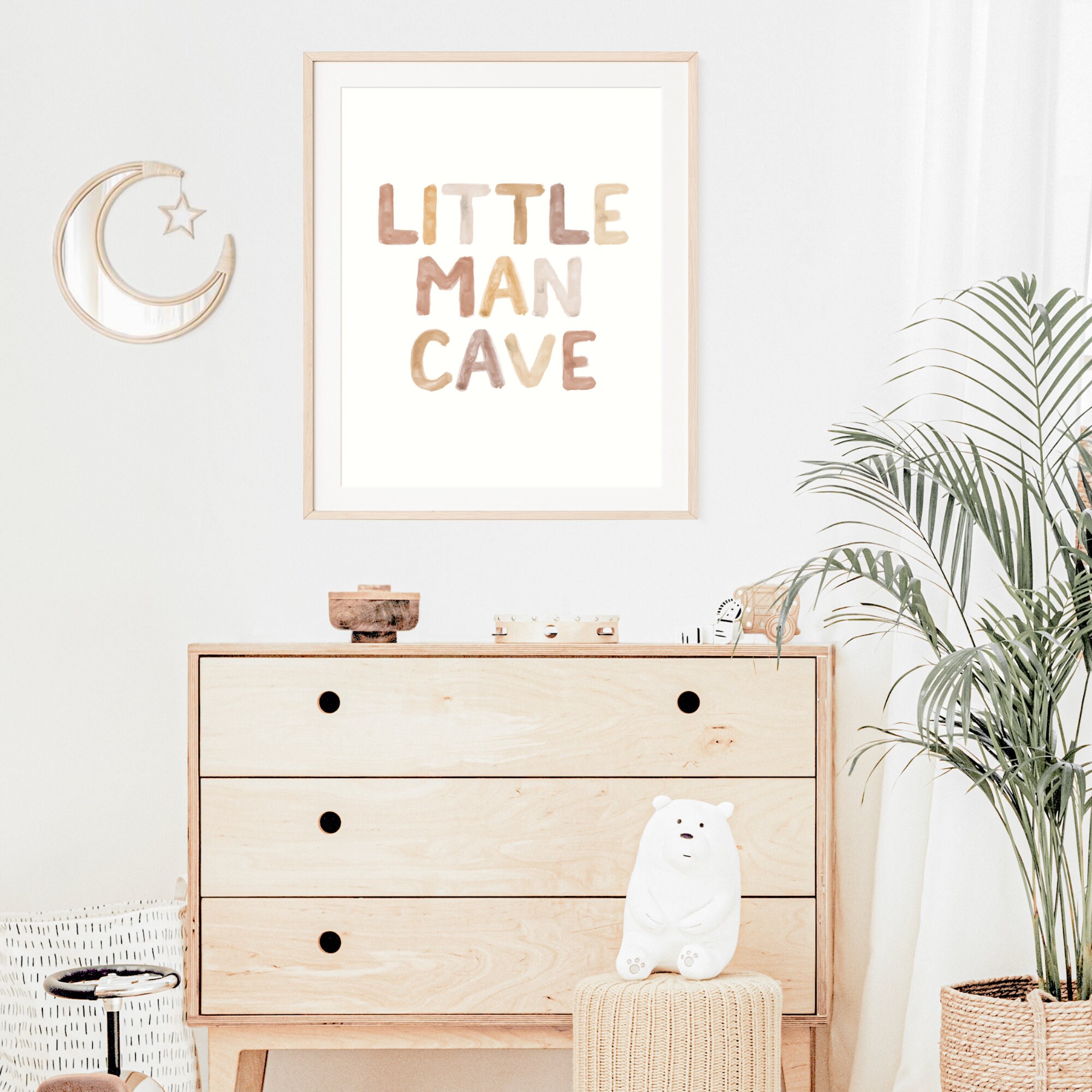 Little Man Cave Boho Watercolor Nursery Wall Art Print | Boho Kids Room ...