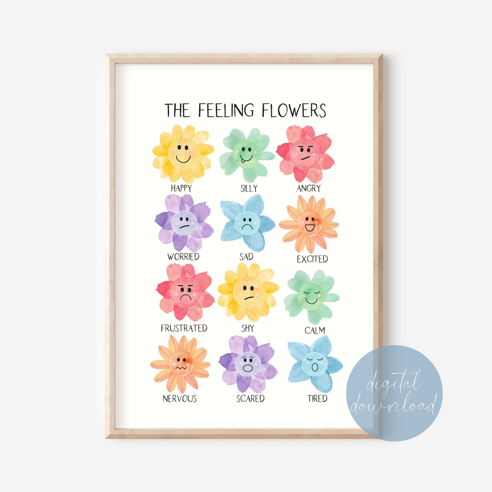 Rainbow Feelings Chart Feeling Flower Chart Emotion Chart Etsy