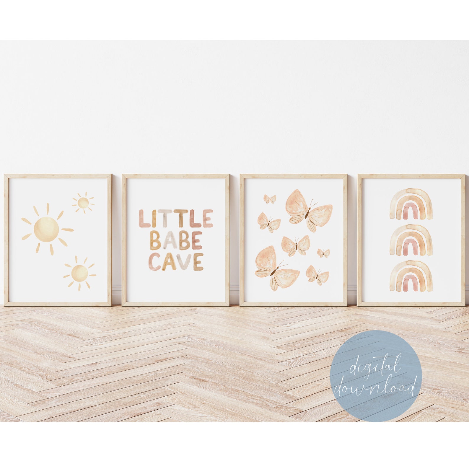 Little Babe Cave Boho Watercolor Nursery Wall Art Print | Boho Kids ...