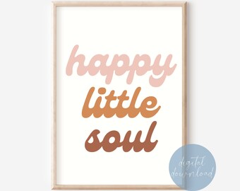 Happy Little Soul Boho Watercolor Nursery Wall Art Print | Boho Kids ...